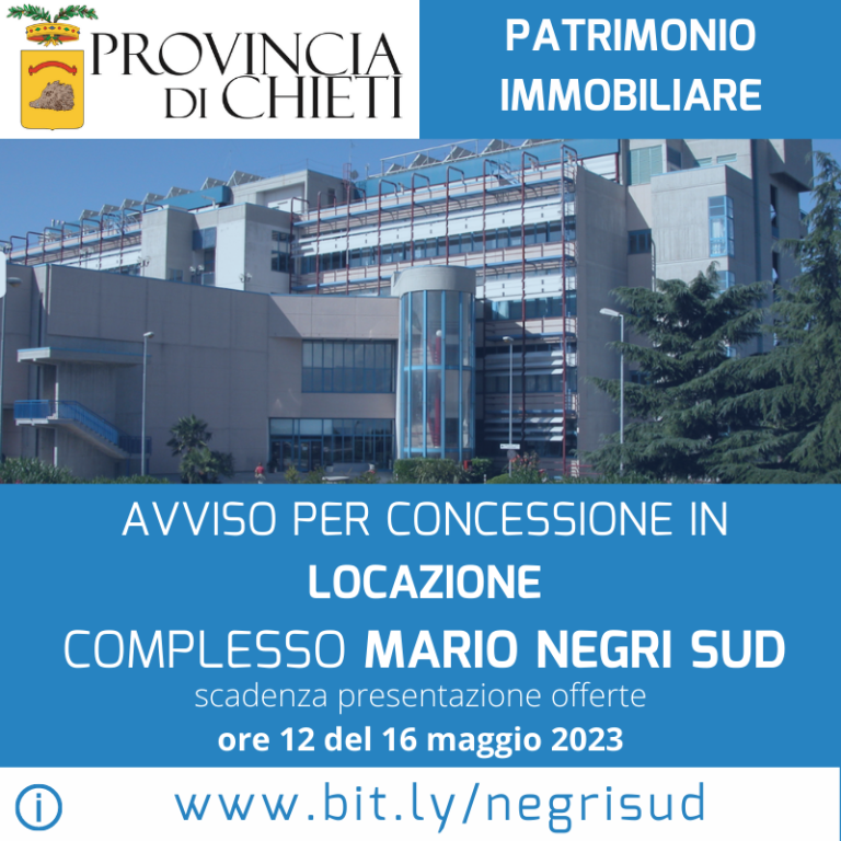 DESERTO SECONDO AVVISO PUBBLICO PER LA LOCAZIONE DEL “MARIO NEGRI SUD”