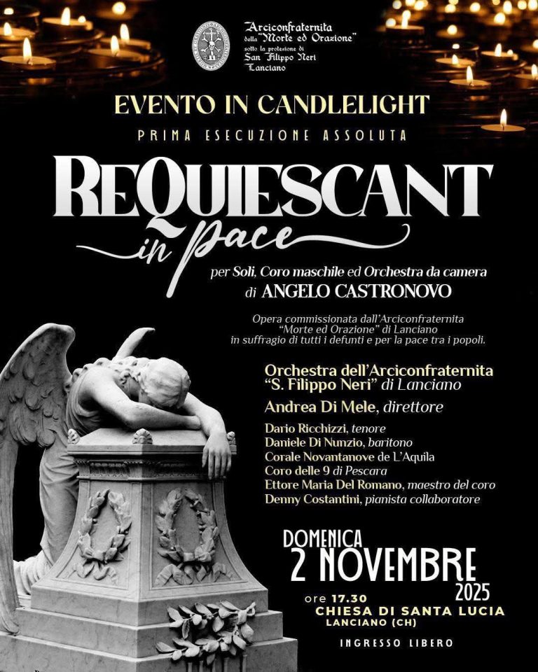 “Requiescant in Pace”: Prima esecuzione assoluta a Lanciano in un evento al lume di candela