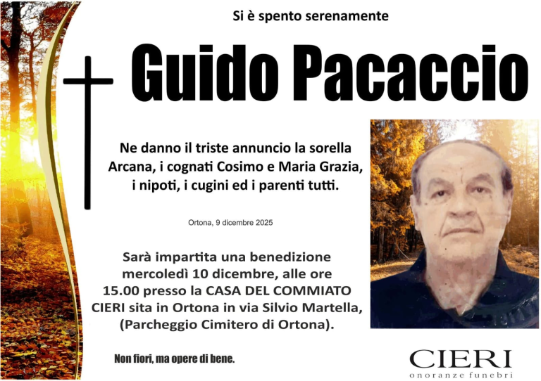 È morto Guido Pacaccio: la città ricorda il custode sempre gentile e disponibile
